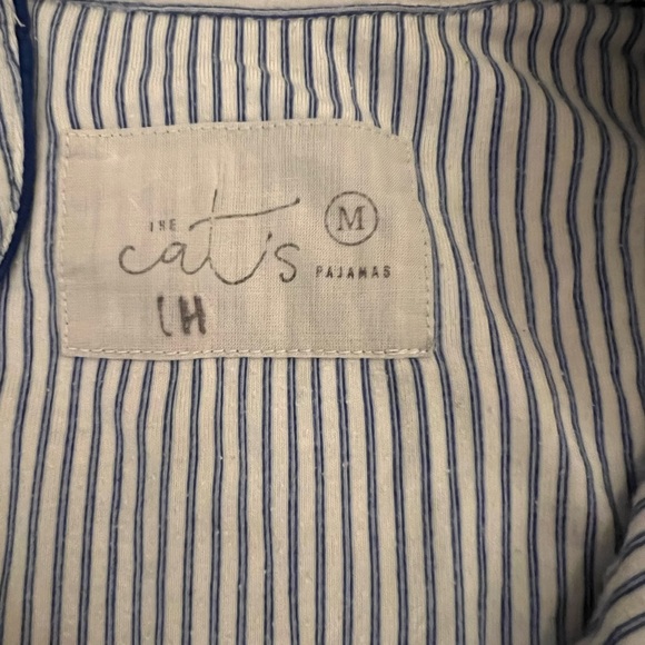 The cats pajamas size medium set blue and white stripe - Picture 2 of 4